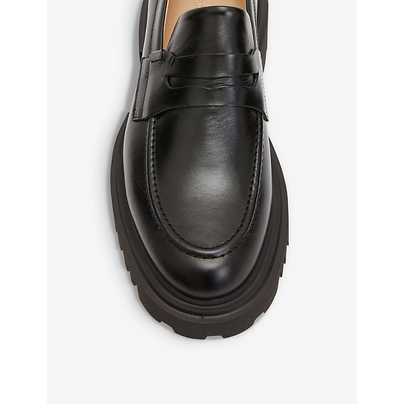 Shop Allsaints Lola Leather Loafers In Black