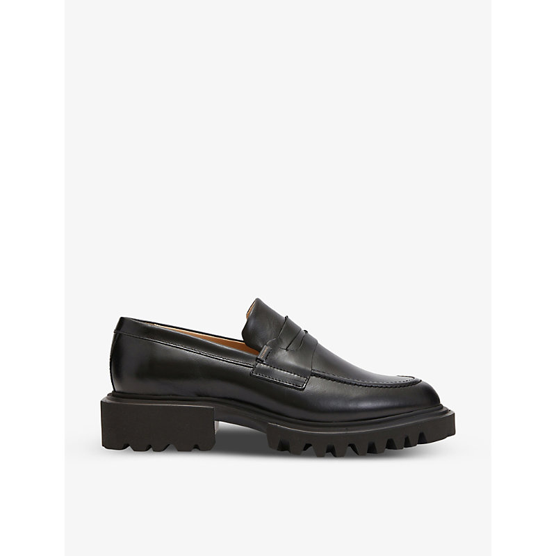 Shop Allsaints Lola Leather Loafers In Black