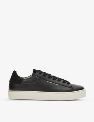 Shop Allsaints Womens Black Shana Logo-print Leather Low-top Trainers