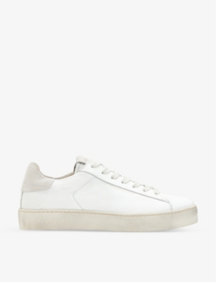Allsaints Womens White Shana Logo-print Leather Low-top Trainers In White