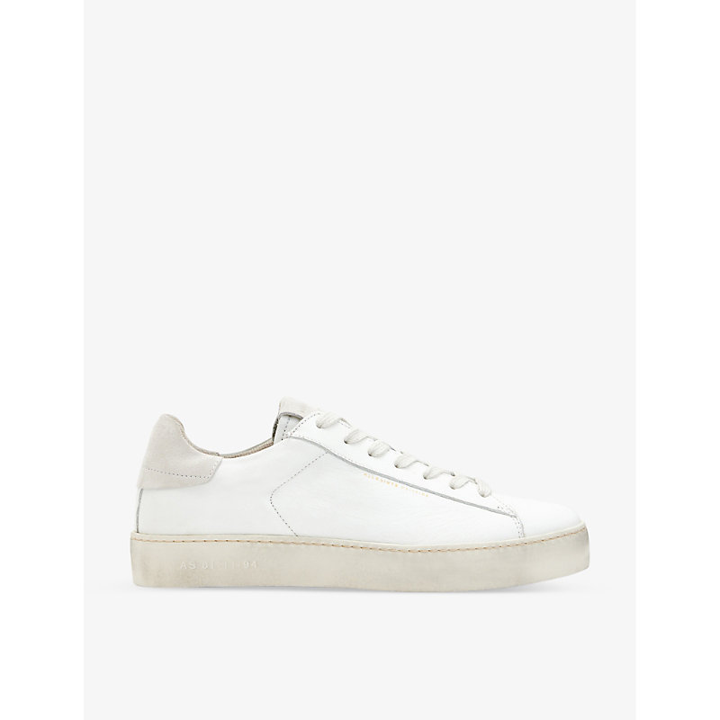Allsaints Womens White Shana Logo-print Leather Low-top Trainers