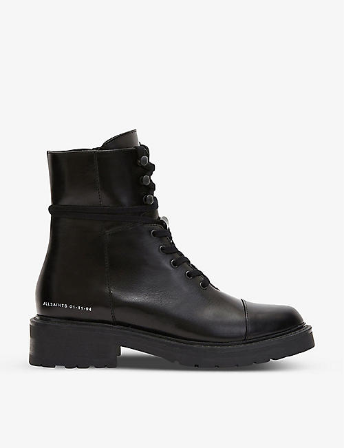 ALLSAINTS: Dusty wrap-around laces leather utility boots