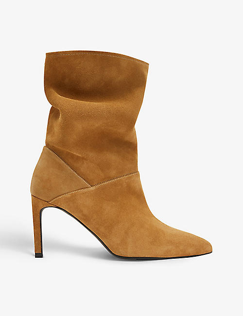 ALLSAINTS: Orlana pointed suede heeled boots