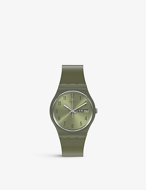 SWATCH: GG712 PEARLYGREEN plastic and silicone quartz watch