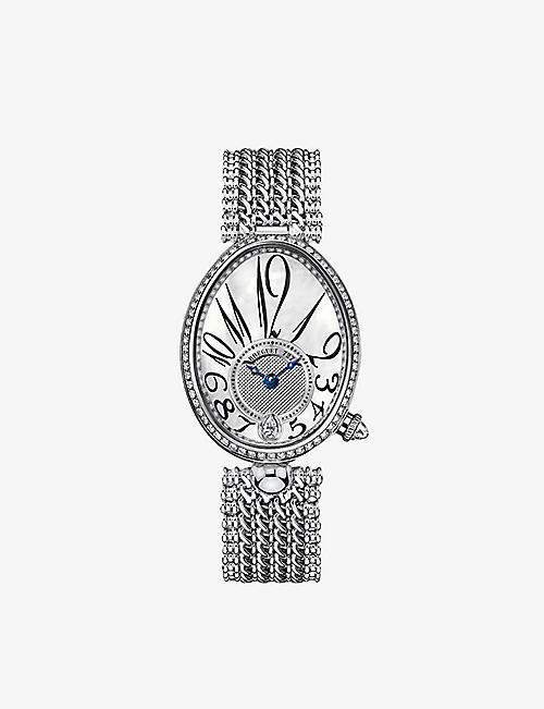 BREGUET: 8918BB/58/J20/D000 Queen of Naples 18ct white-gold, diamond and mother-of-pearl automatic watch