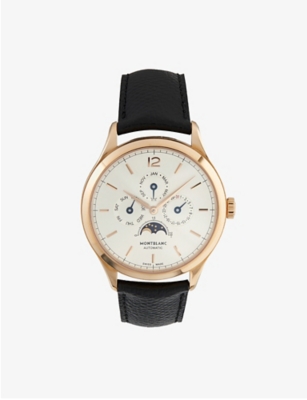 MONTBLANC: 112535 Heritage 18ct rose-gold and leather automatic watch