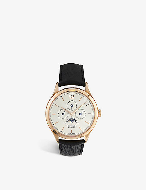 MONTBLANC: 112535 Heritage 18ct rose-gold and leather automatic watch