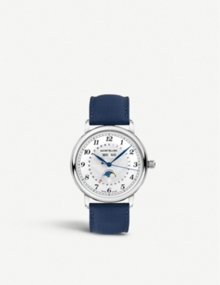 MONTBLANC 118516 Star Legacy Full Calendar stainless steel and leather automatic watch Selfridges