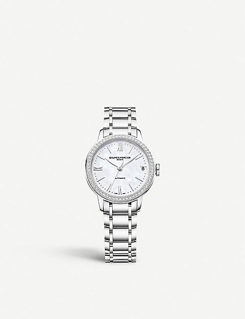 BAUME & MERCIER: M0A10479 Classima diamond and stainless-steel automatic watch