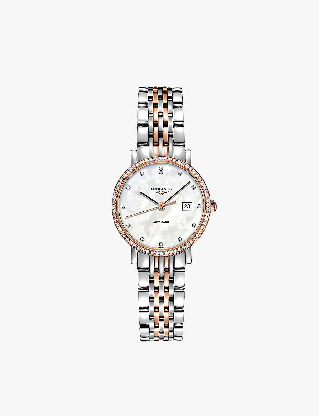 Longines Womens Mother Of Pearl L43105887 Elegant Collection 18ct Rose-gold, 0.435ct Diamond And Sta