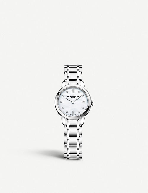 BAUME & MERCIER: M0A10490 Classima stainless-steel, diamond and mother-of-pearl quartz watch