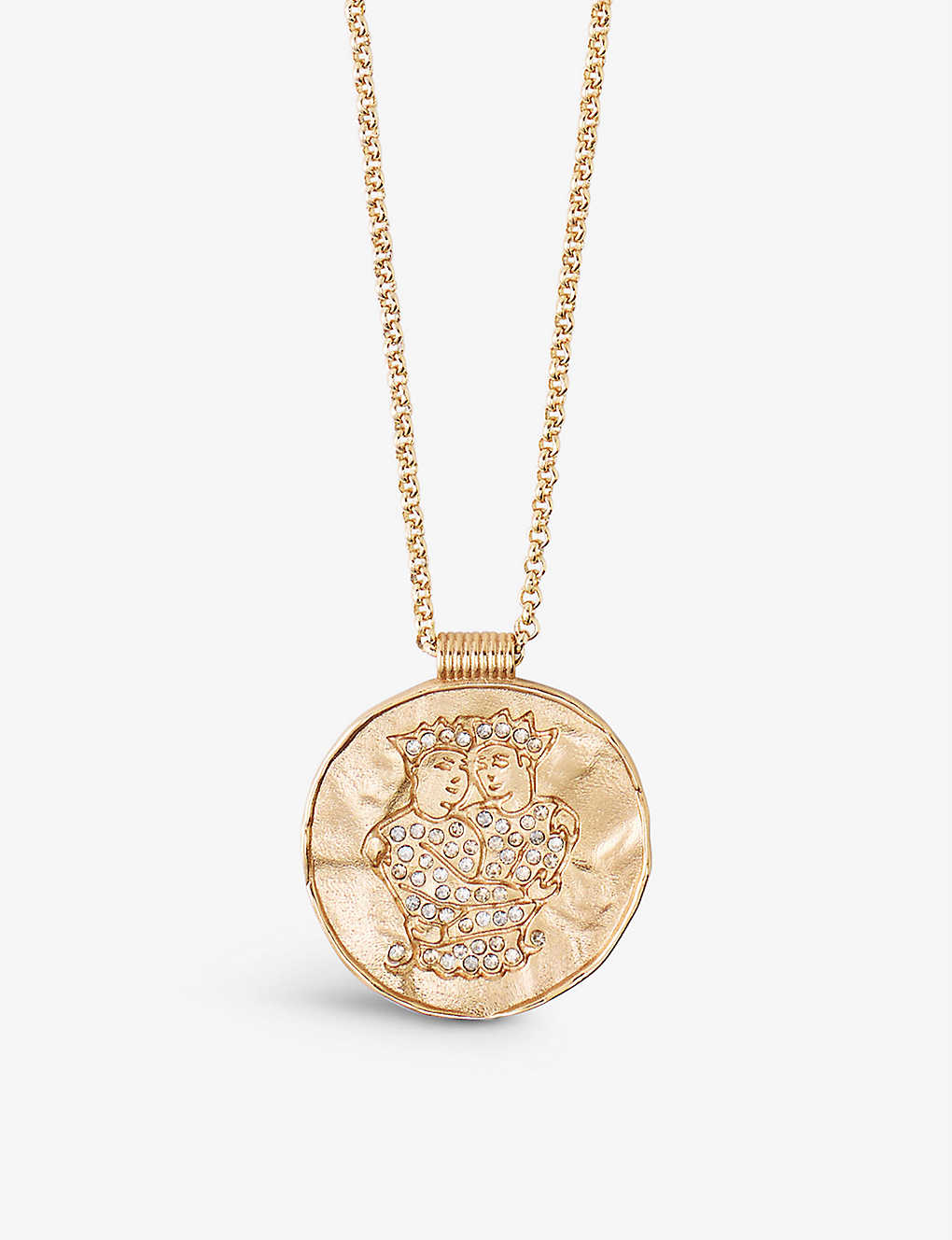 Maje Gemini Brass Coin Necklace In Or
