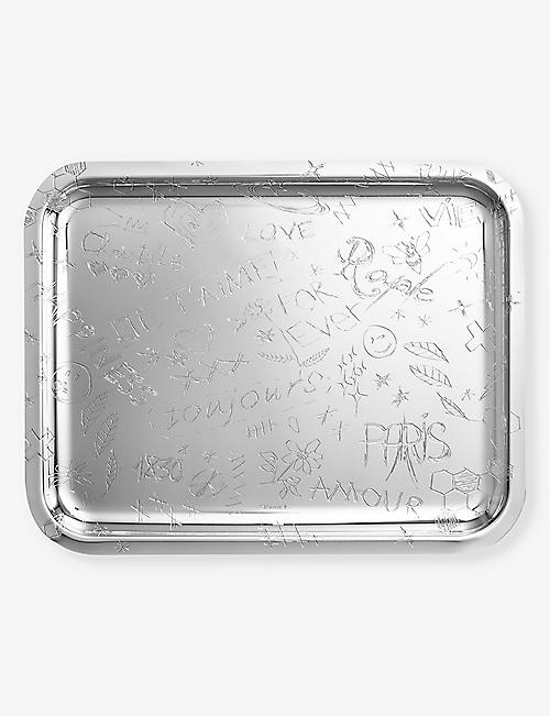 CHRISTOFLE: Graffiti silver-plated tray 36cm