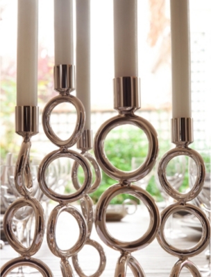 CHRISTOFLE: Vertigo four-ring silver-plated candlestick 30cm