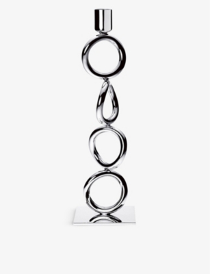 CHRISTOFLE: Vertigo four-ring silver-plated candlestick 30cm
