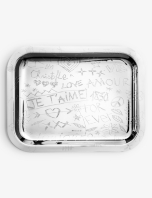 Shop Christofle Graffiti Silver-plated Alloy Rectangular Tray 26cm X 20cm