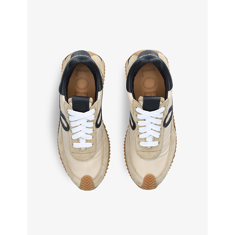 Shop Loewe Women's Tan Flow Runner Monogram Leather And Shell Trainers