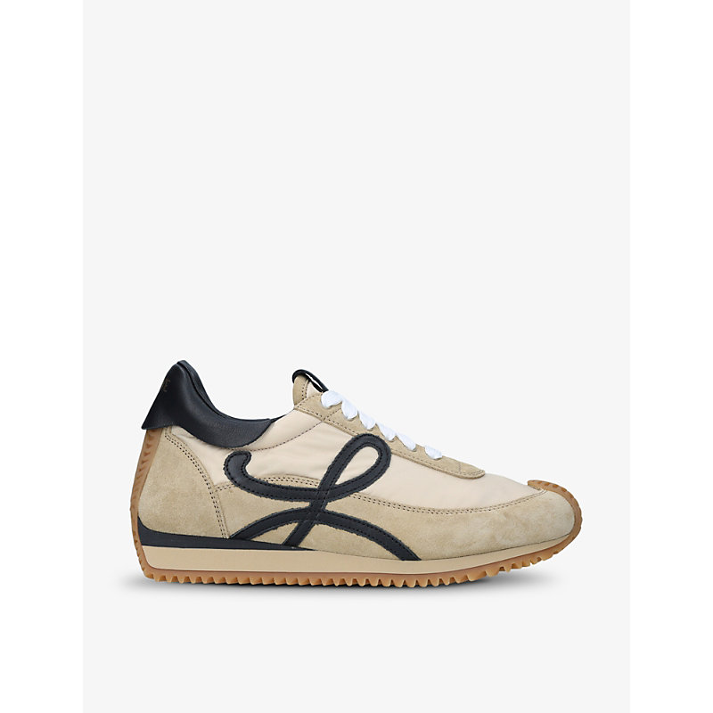 Shop Loewe Womens Tan Flow Runner Monogram Leather And Shell Trainers