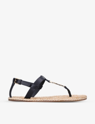 SAINT LAURENT: Cassandra flat patent-leather sandals