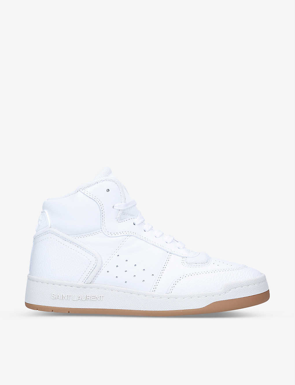 Saint Laurent Womens White Sl/80 Logo-debossed Leather High-top Trainers