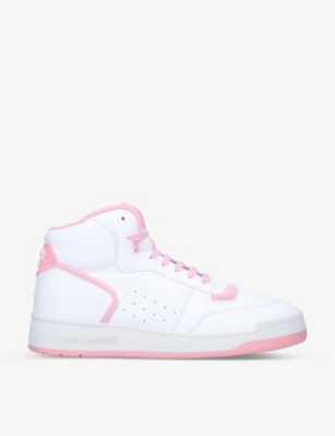 Saint Laurent High-top Leather Sneakers In White/comb