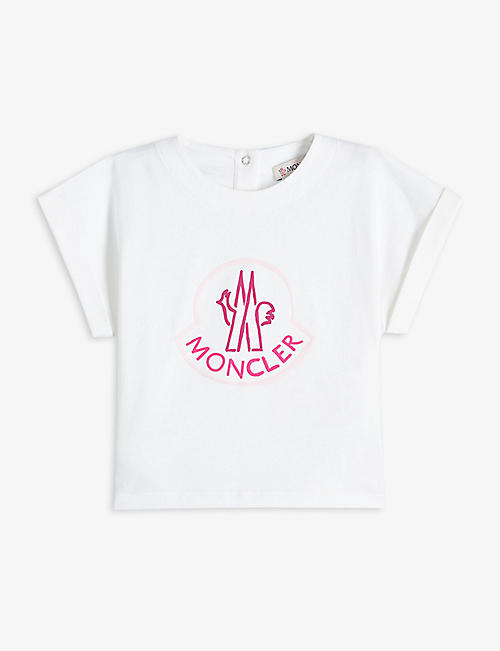 MONCLER: Logo-print short-sleeved stretch-cotton T-shirt 3-36 months