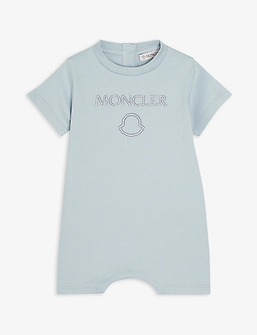 MONCLER: Logo-print cotton romper 3-18 months