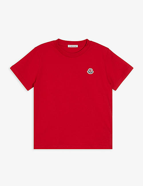 MONCLER: Logo-patch cotton T-shirt 4-14 years