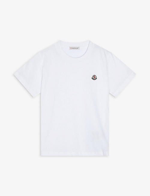 MONCLER: Logo-patch cotton T-shirt 4-14 years