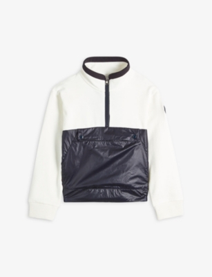 Moncler Two-toned Half-zip Cotton Sweatshirt 8-14 Years In White