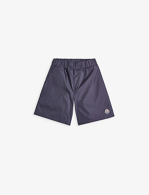 MONCLER: Logo-embroidered shell shorts 4-14 years