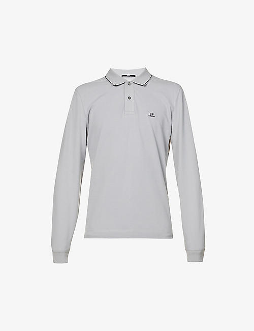 CP COMPANY: Long-sleeved cotton-piqué polo shirt