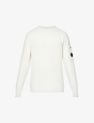 C.p. Company Lens-embellished Ribbed Jumper In Gauze White