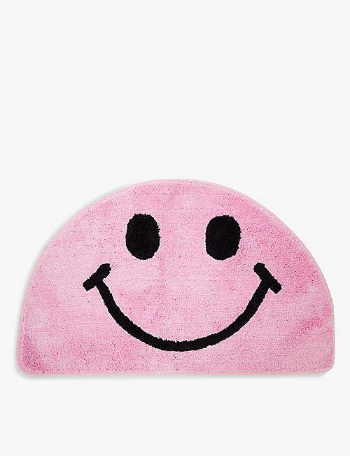 WAVEY CASA: Happy Face smiley face-print plush rug