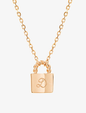 MERCI MAMAN Personalised Padlock 18ct yellow gold-plated sterling-silver pendant necklace