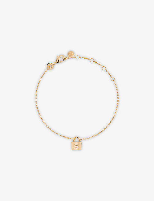 MERCI MAMAN: Padlock-charm 18ct gold-plated brass bracelet