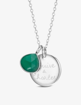 MERCI MAMAN Personalised Gemstone sterling silver and green onyx