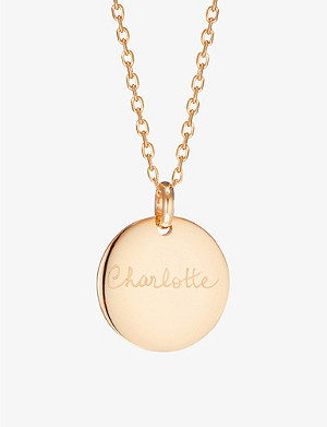 MERCI MAMAN Personalised disc-charm 18ct yellow gold-plated brass pendant necklace