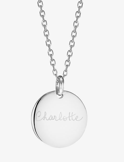 MERCI MAMAN: Personalised disc-charm 925 sterling-silver brass necklace