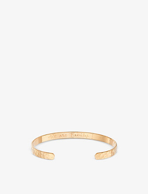 MERCI MAMAN Personalised hammered 18ct gold-plated brass open bangle
