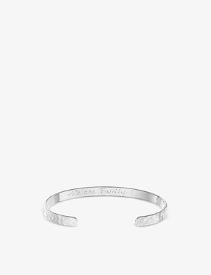 MERCI MAMAN Personalised hammered 925 sterling-silver open bangle