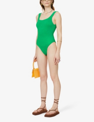Shop Hunza G Square-neck Swimsuit In Emerald
