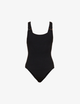 Shop Hunza G Women's Black Domino Scooped-back Swimsuit