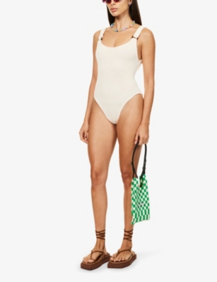 Domino scooped-back swimsuit