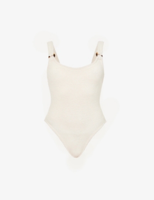 HUNZA G: Domino scooped-back swimsuit