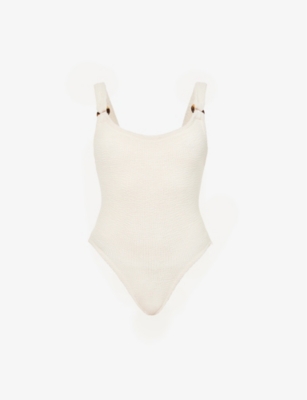 Shop Hunza G Women's Blush Domino Scooped-back Swimsuit