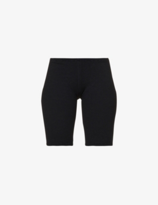 HUNZA G HUNZA G WOMEN'S BLACK BIKER HIGH-RISE STRETCH-WOVEN SHORTS,52024703