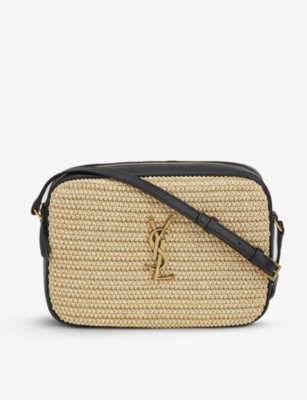 Saint Laurent Lou Raffia And Leather Camera Bag In Natural Beige/nero ...