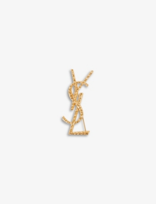 Yves Saint Laurent Gold Tone Opyum Monogram Pin Brooch Yves Saint Laurent |  The Luxury Closet