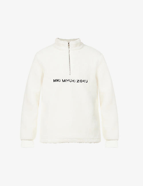 MKI MIYUKI-ZOKU: Sherpa brand-embroidered fleece hoody